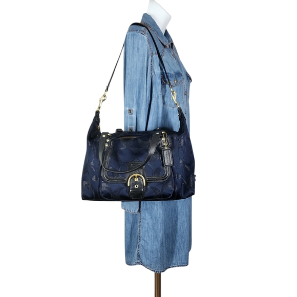 COACH CAMBPELL SIGNATURE METALLIC SATCHEL - Picture 3 of 11